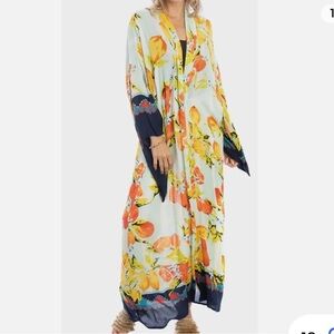 Free People Kimono Duster Citrus Print
